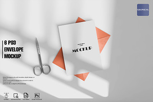 Envelope and Card Mockup 6 PSD files, a Merchandise Mockup by GraphicVil