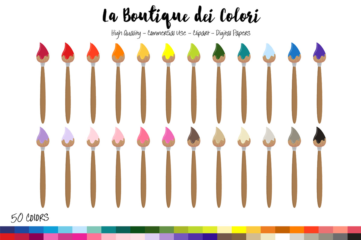 50 Rainbow Brush Clip Art, an Illustration by La Boutique dei Colori