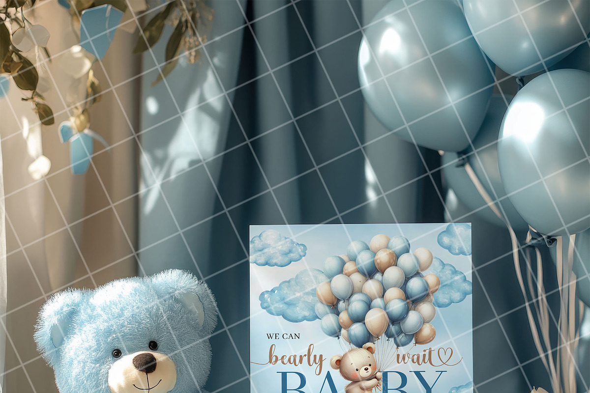 Boy baby shower invitation mockup PS, an Advertising Mockup by Blush Roses Print (Photo 4 of 7)
