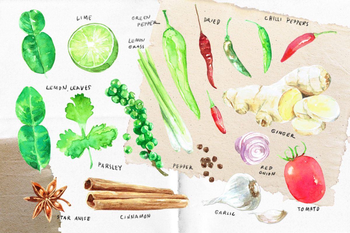 Thai Flavors_ watercolor graphic, a Graphic by aniunova (Photo 2 of 2)