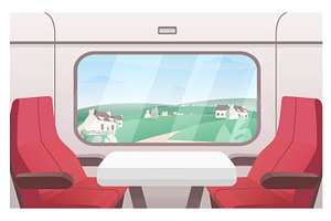 Train window view, a Transportation Illustration by Good Studio