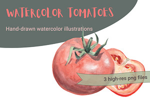 3 watercolor tomatoes
