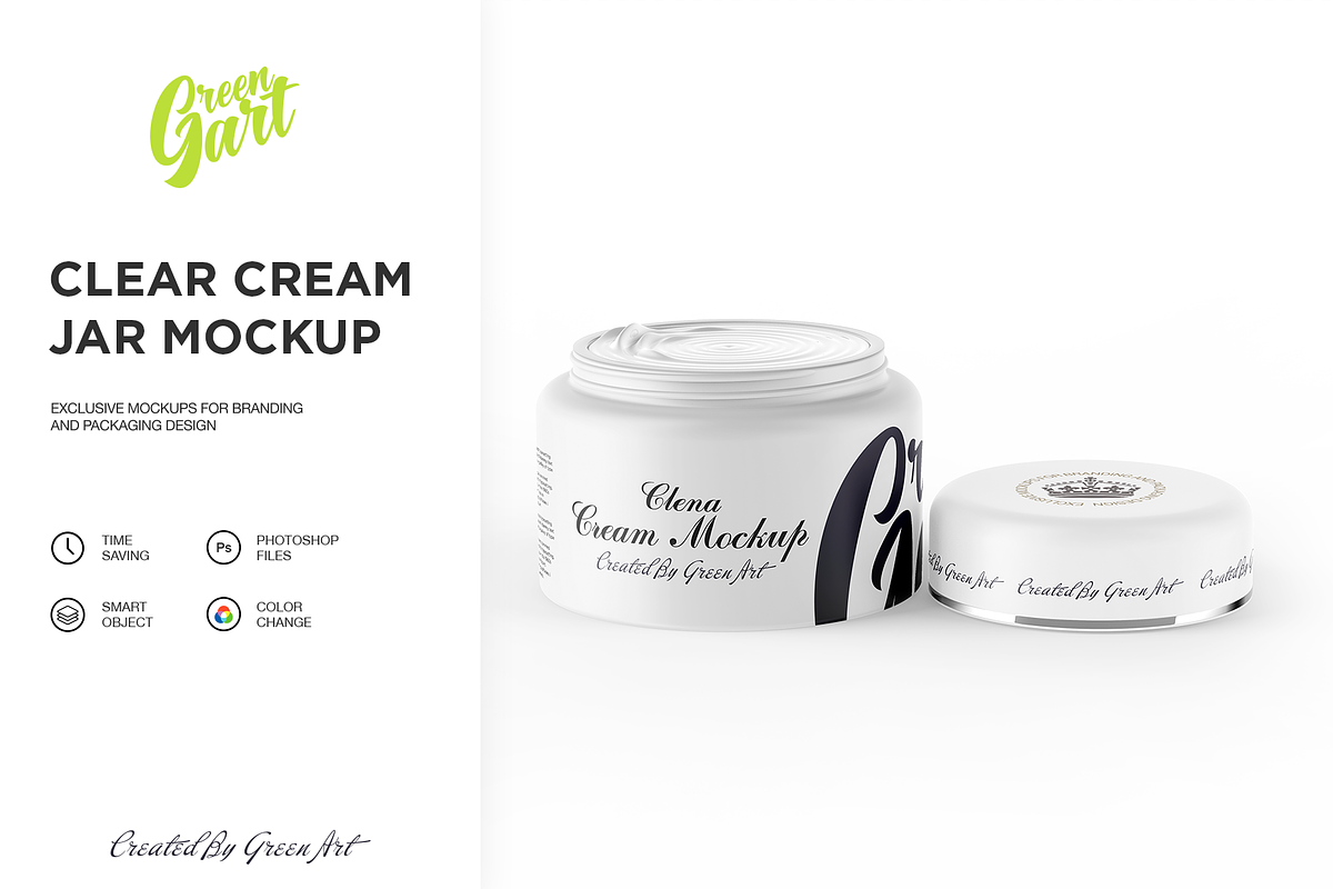 3 PSD Clear Cream Jar Mockup, a Product Mockup by Green Art (Photo 4 of 12)