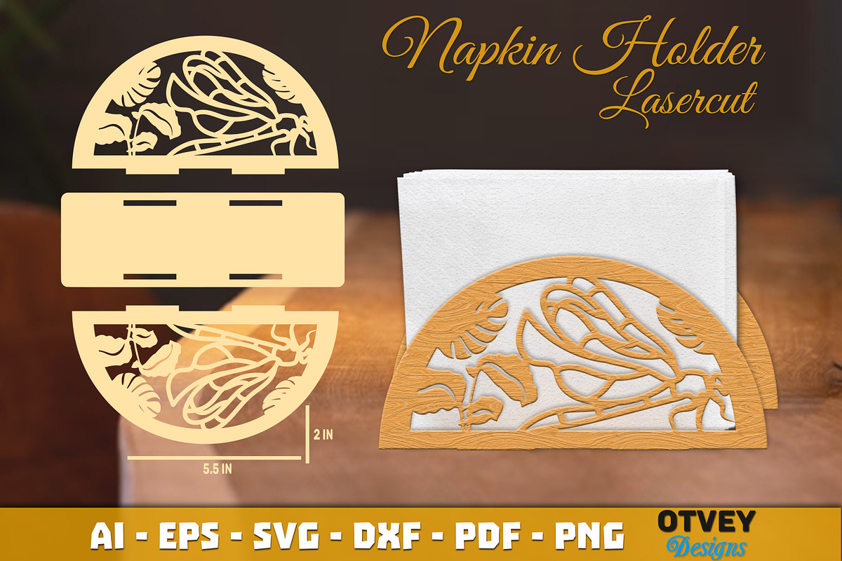 Dragonfly Napkin Holder Lasercut, an Object Graphic by OTVEY DESIGN (Photo 11 of 13)