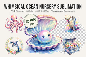 Whimsical Ocean Nursery Sublimation, an Illustration by Artnoy
