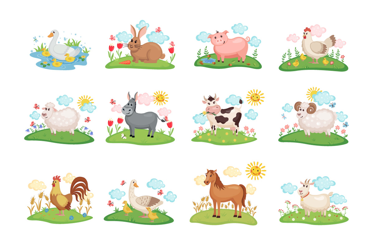 Farm Animals Set, an Animal Illustration by MalniArt (Photo 2 of 5)