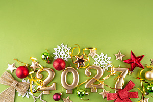 Merry Christmas Happy New Year 2027 background, a Holiday Photo by Rimma