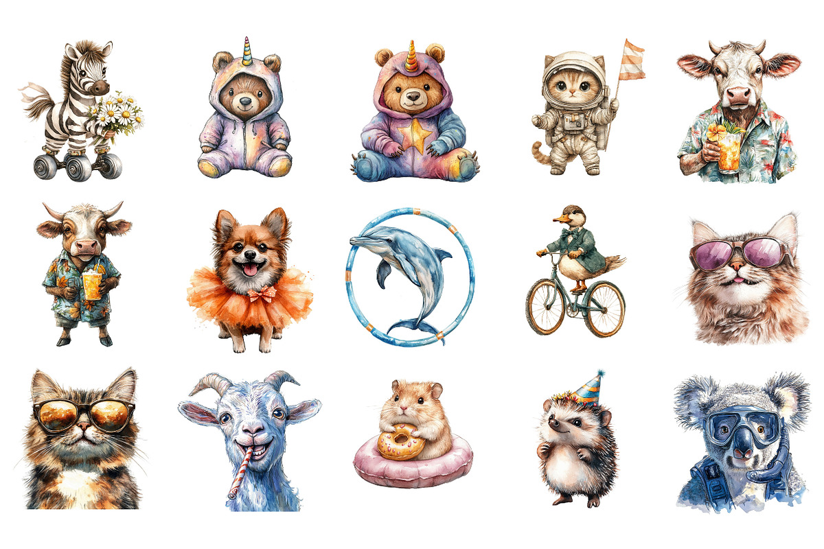 Adorable Crazy Animal Clipart, an Illustration by Designking (Photo 2 of 5)