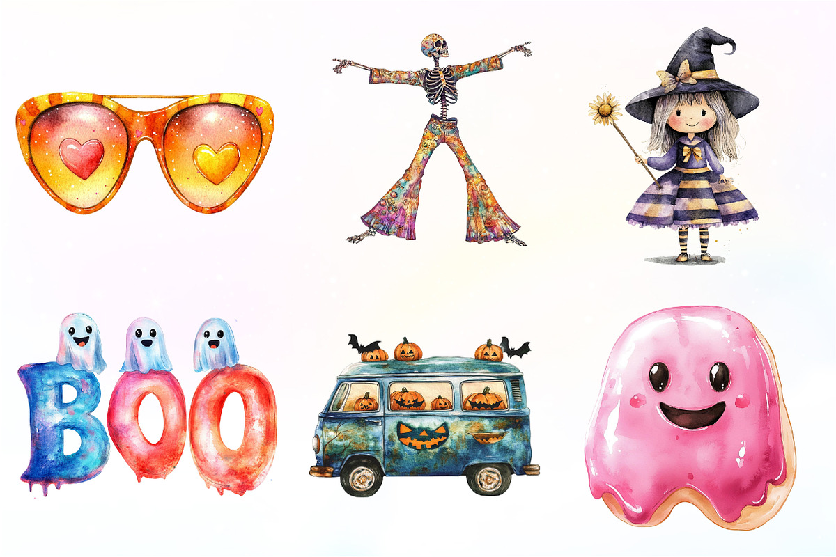 Groovy Halloween Clipart, an Illustration by CreationArt (Photo 7 of 9)