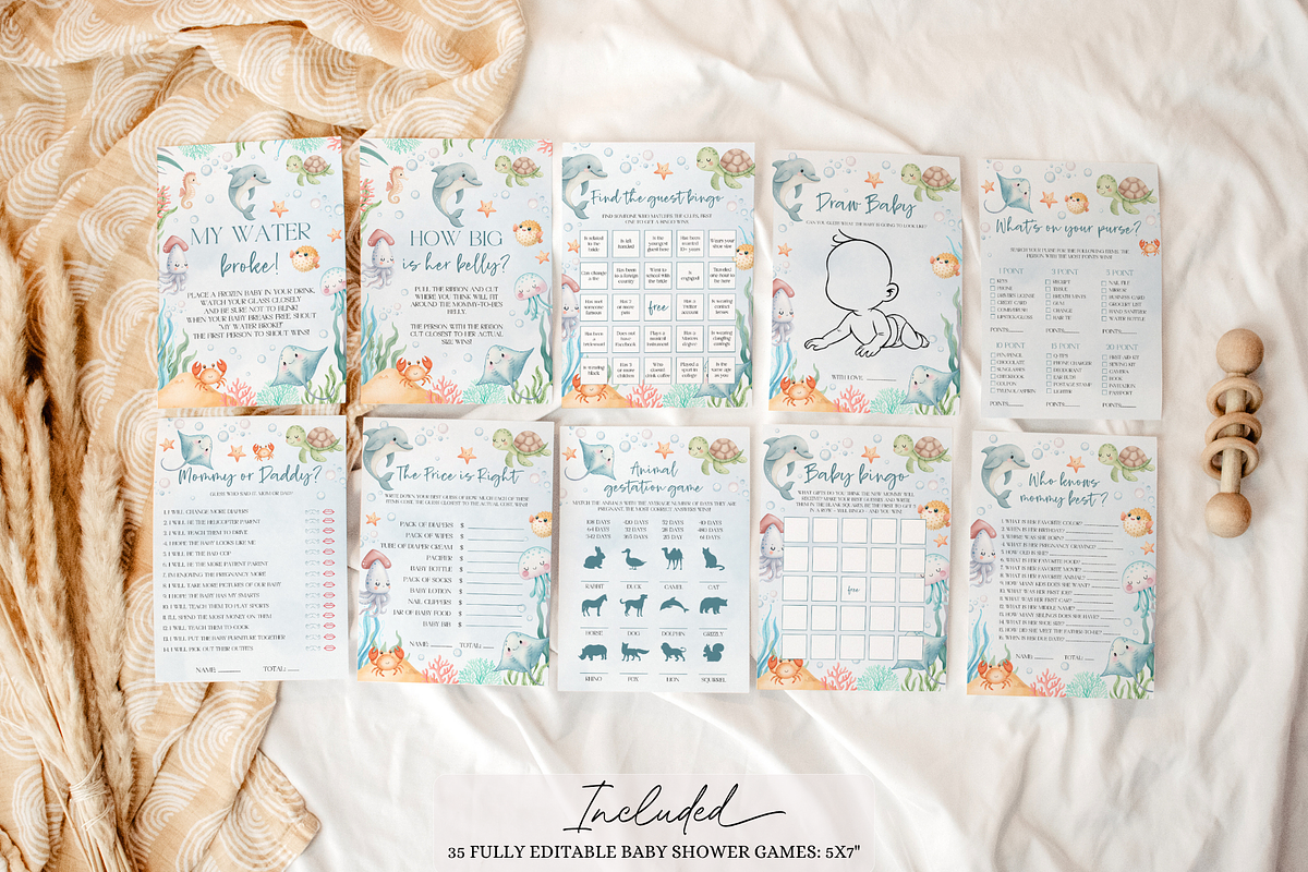 Sea You Soon Baby Shower Game Bundle, a Templates & Theme by VeliusCreativeStudio (Photo 2 of 6)