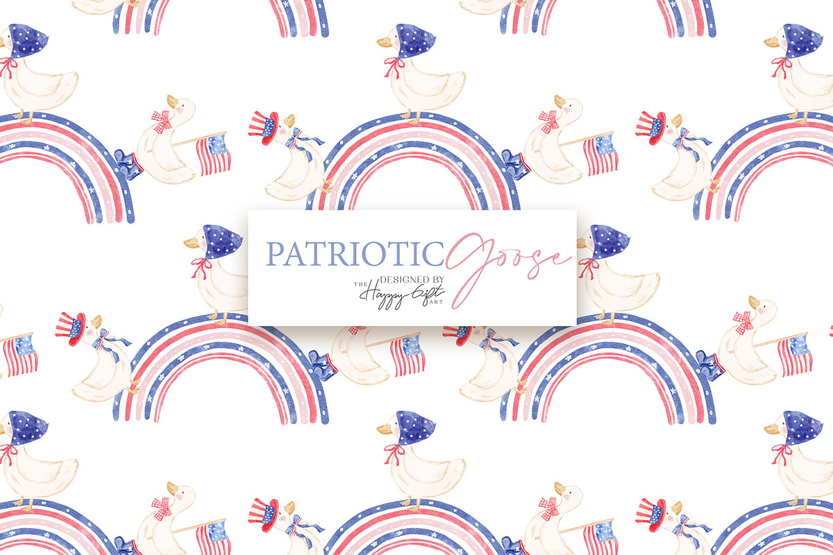 4th of July Patriotic Goose cliparts, an Illustration by TheHappyGiftArt (Photo 6 of 10)