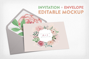 Invitation+Envelope Editable Mockup, a Print Template by Hype Your Prints
