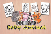 Coloring Page Baby Animal, an Illustration by Eka Design (Thumbnail 1 of 3)