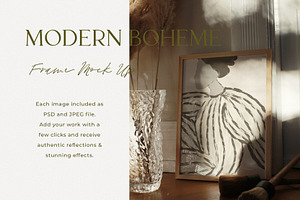 Boho Interior & Wooden Frame Mock Up