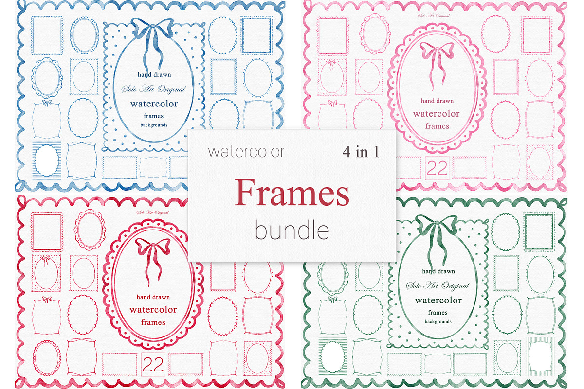 Borders Frames Watercolor Bundle, an Object Graphic by Solo Art Original (Photo 1 of 12)