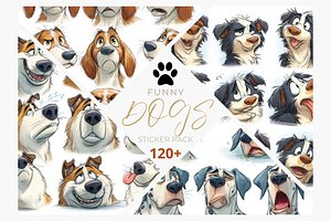 Funny Dog Sticker Pack 120+ Sheets, a Print Template by Virgo Studio