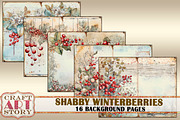 Shabby Winterberries Blank Pages, a Seasonal Illustration by CraftArtStory (Thumbnail 3 of 4)