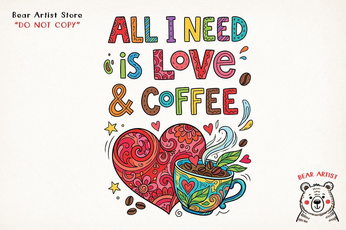 Valentine Love & Coffee Illustration, an Illustration by GlitterCraft (Photo 2 of 41)