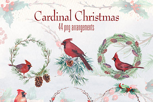 Cardinal Christmas Watercolor