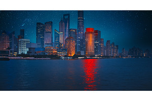 Night starry sky above Shanghai, an Architecture Photo by Our Amazing World