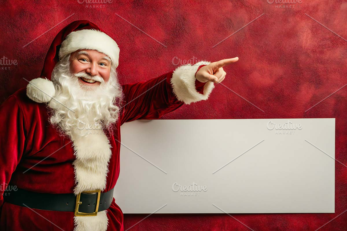 santa claus with blank sign, a Merchandise Mockup by VetalStock (Photo 1 of 3)
