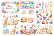 watercolor birthday Cakes Party, a Graphic by Creativeshirt (Thumbnail 1 of 14)