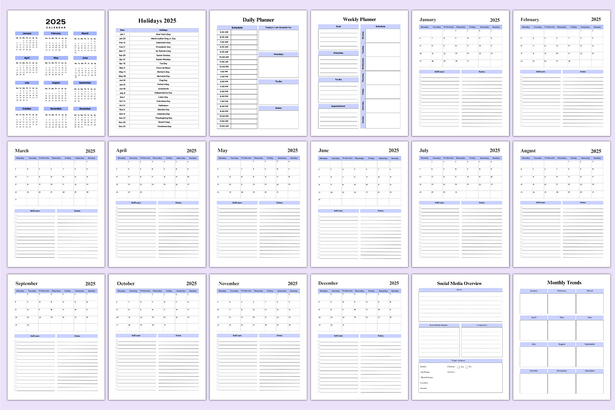 2025 Social Media Planner For Canva, a Stationery Template by Shumaya (Photo 2 of 7)