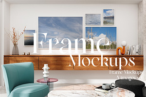 Frame mockup bundle in living room, a Product Mockup by N digital designs