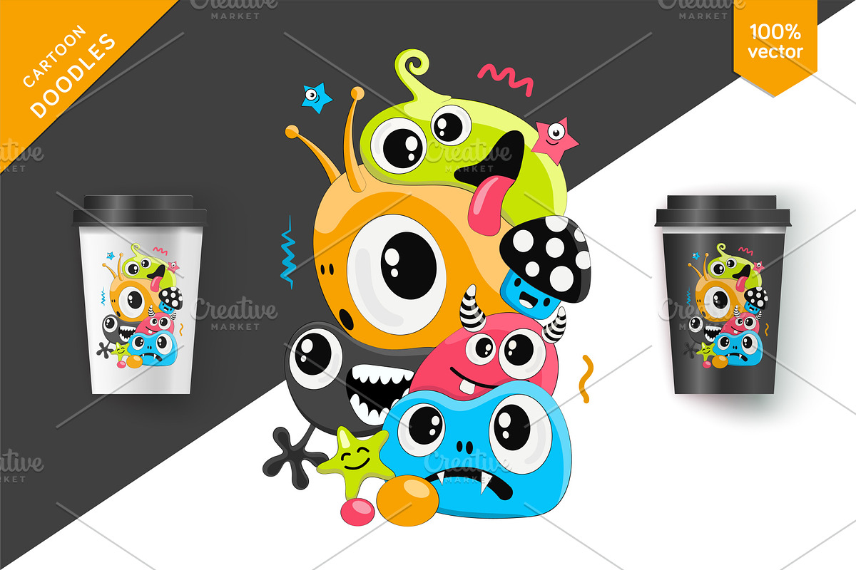 Cute doodle monsters (Art), an Animal Illustration by KENO Mascots (Photo 2 of 6)