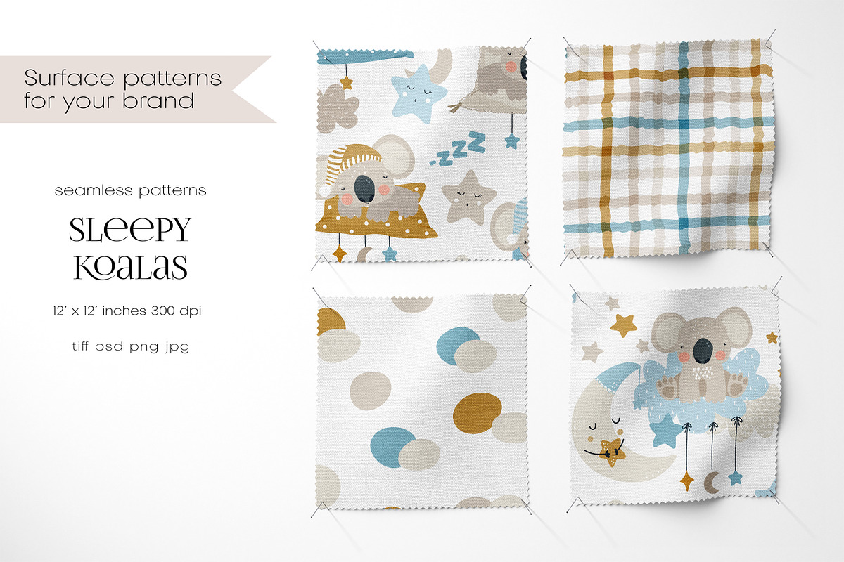 Sleepy Koalas – Seamless Patterns, a Pattern Graphic by PROTEA Watercolor Studio (Photo 2 of 8)