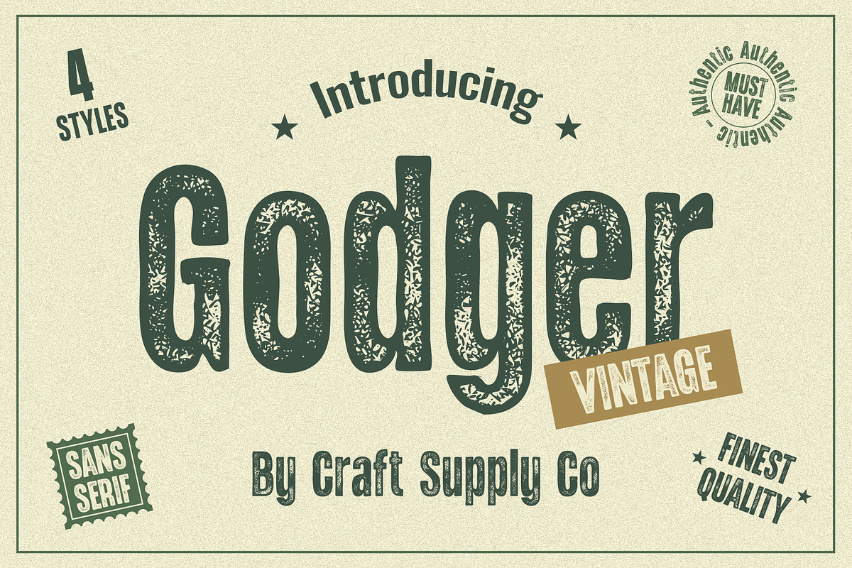 Godger Vintage, a Sans Serif Font by Craft Supply Co. (Photo 1 of 8)