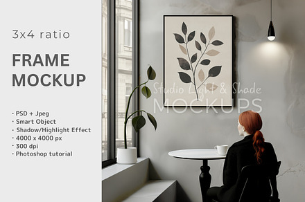 3x4 Black Frame Mockup with Person
