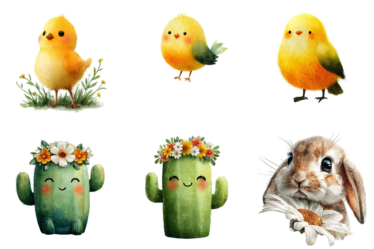 Watercolor Happy Spring Clipart, an Illustration by DreamArtGraphic (Photo 2 of 4)