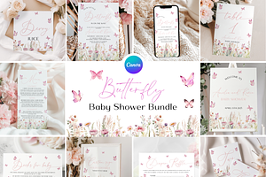 Wildflower Baby Shower Bundle, an Invitation Template by Digital_Mind