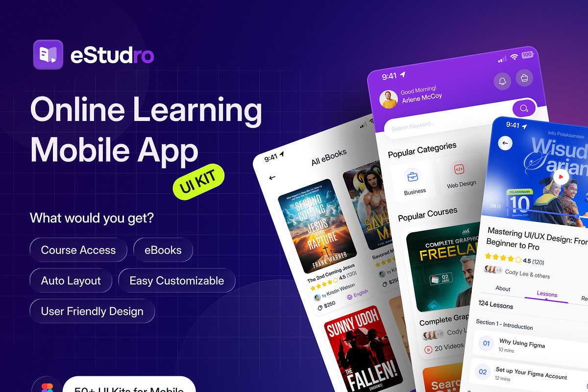eLearning Mobile App UI Kit, an UI Kit Template by DesignsLab
