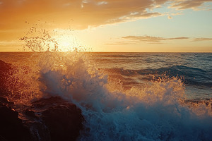 Waves crash against rocky shore at s, a Photo by Iftikhar Alam