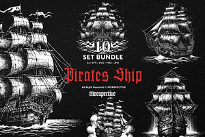 10 Bundle Dark Art Pirates Ship Boat, an Illustration by Morspective