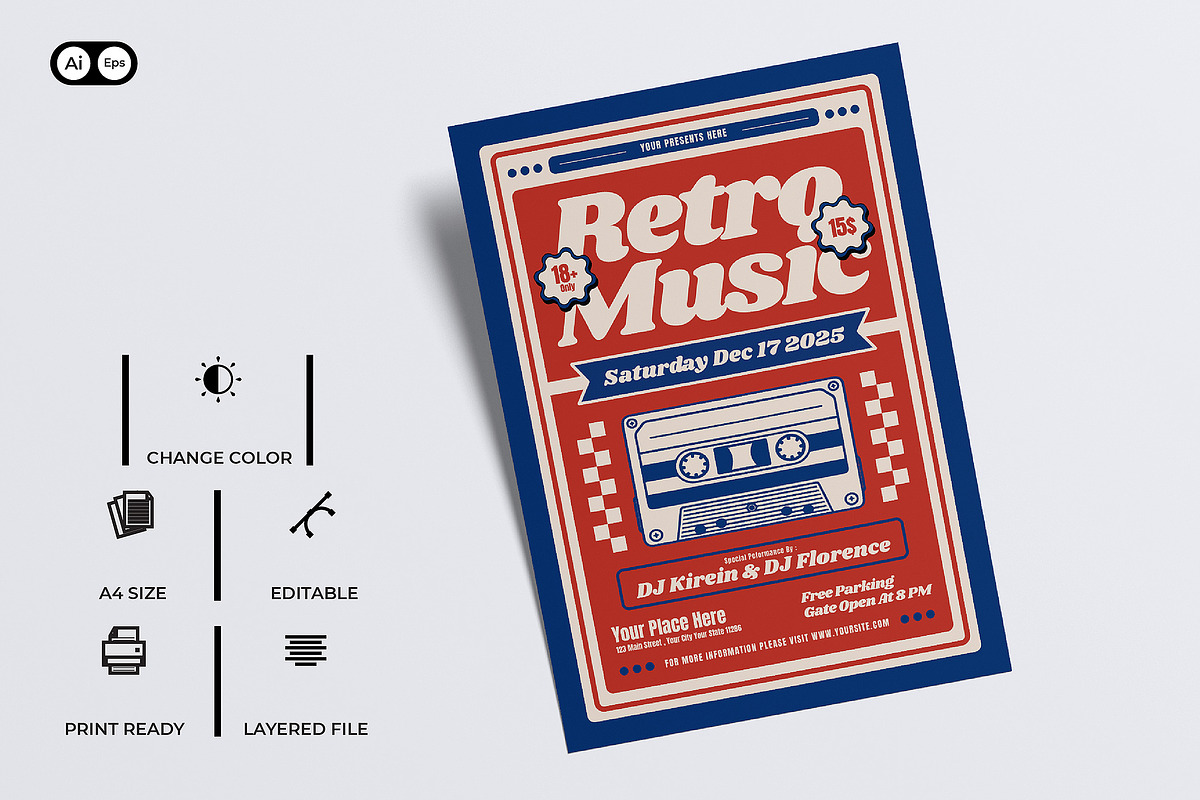 Retro Music Festival Flyer, a Flyer Template by Siska Arista (Photo 2 of 2)