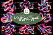12 Liquid Glowwave Wallpapers, a Wallpaper Graphic by Incomelion (Thumbnail 1 of 6)