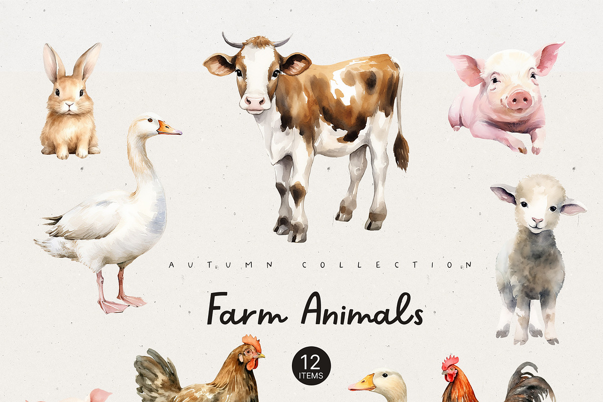 Farmhouse Harvest Watercolor Set, a Seasonal Illustration by Sunshine Art (Photo 5 of 10)