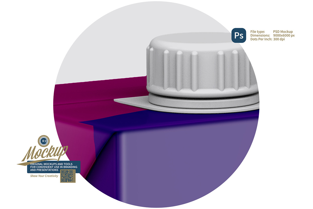 Carton Box with Screw Cap Mockup, a Packaging Mockup by Reformer Mockup (Photo 2 of 6)