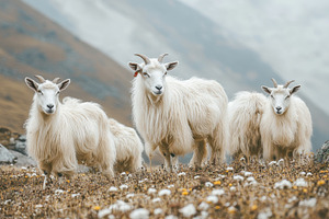 Himalayan Pashmina wool goats grazin, a Photo by Iftikhar Alam