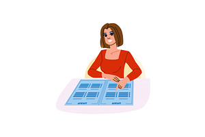 Woman pointing at menu item in, a Food Illustration by pikepicture