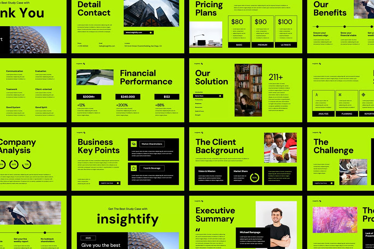 Green Neon Case study GSlides PPoint, a Presentation Template by Fit-tee (Photo 2 of 2)