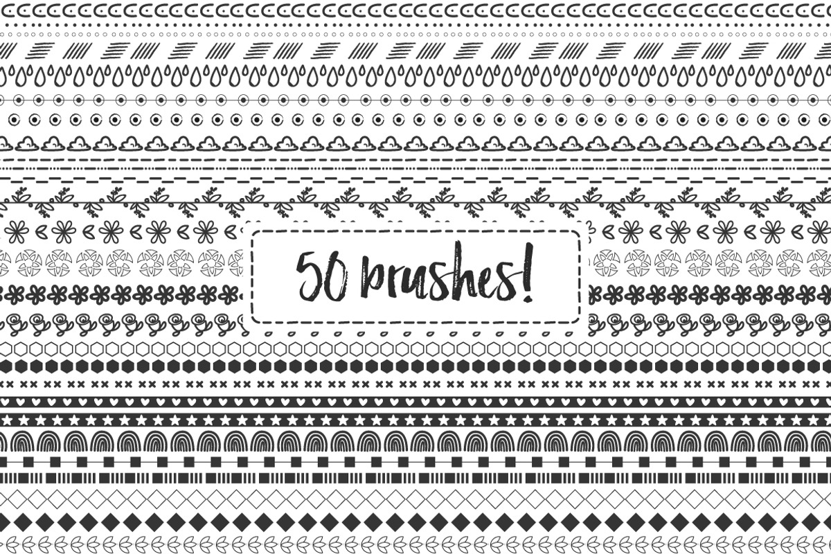 50 Doodle hand drawn brushes -BUNDLE, a Brush Add-On by Andrea De Oliveira (Photo 3 of 5)