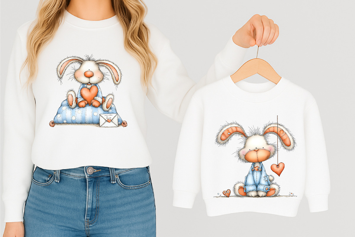 Quirky Valentines Bunny Clipart, an Illustration by designcity5 (Photo 3 of 5)