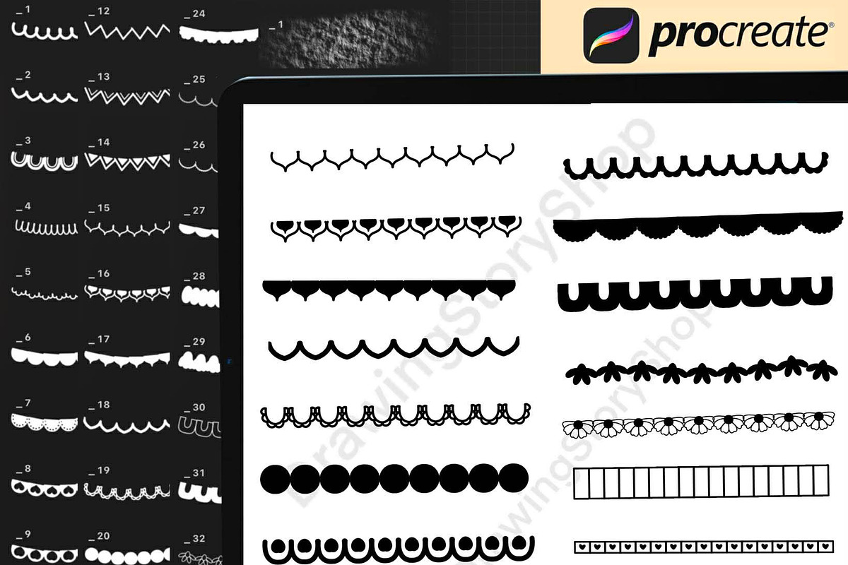Procreate Scalloped Edge & Paper, a Brush Add-On by DrawingStoryShop (Photo 3 of 6)