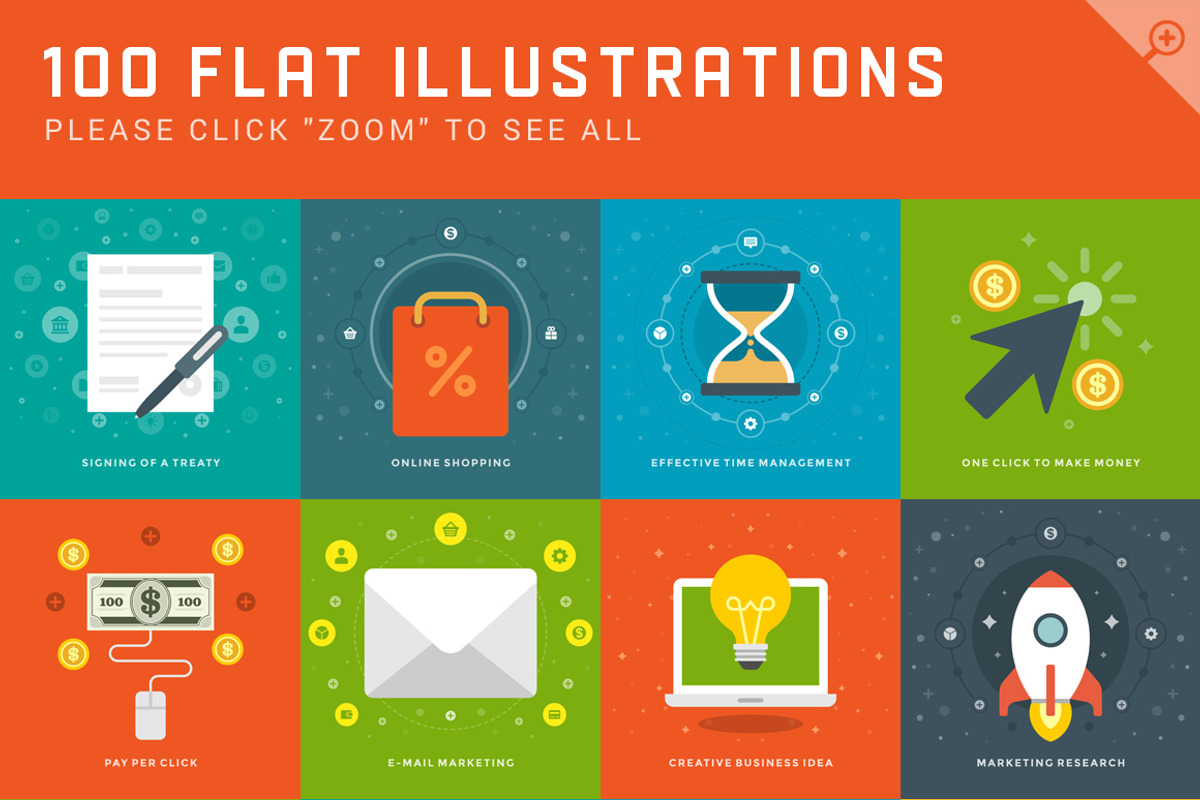 100 Flat illustrations