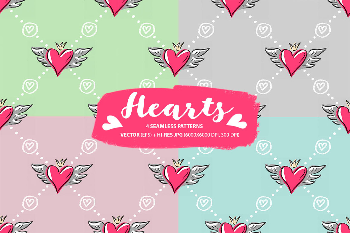 Set: seamless pattern with hearts, a Pattern Graphic by Melniklenart (Photo 1 of 10)
