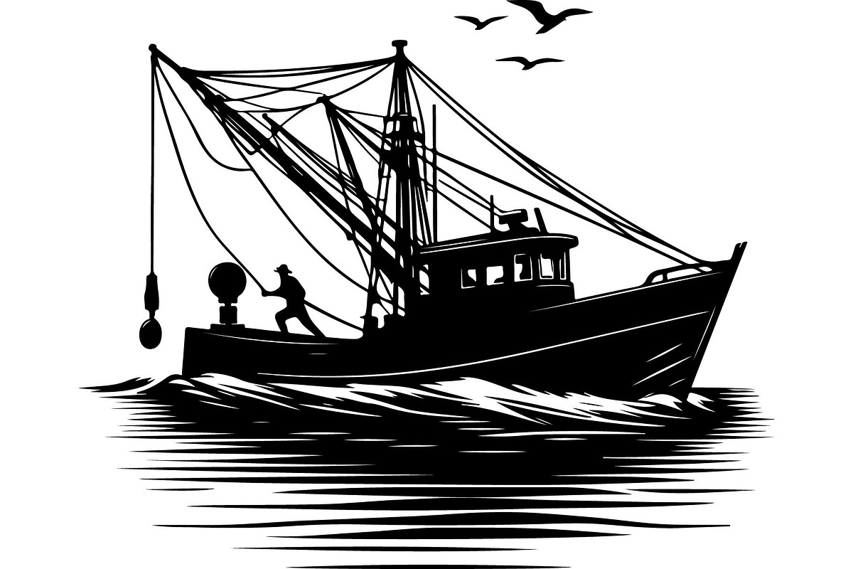 Black Fishing Boat Bundle, an Object Graphic by jahid234 (Photo 4 of 13)